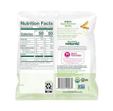 Little Bellies Organic Puffs Variety Pack, Blueberry & Apple and Cinnamon (Pack of 18) - Image 2