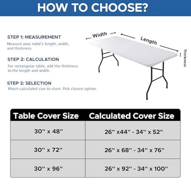 Enjoyidea Fitted Tablecloth for 8 Foot Rectangle Tables-6 Pack White Elastic Outdoor Picnic Table Cover-Spandex Stretch Folding Table Cloths 8ft for Camping Dining Room Patio Kitchen Banquet Party - Image 7