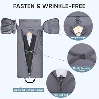 BALEINE Convertible Garment Bag with Shoe Compartment, 2 in 1 Carry on Garment Duffle Bags for Travel, Suit Bag for Men Women (Brown - Image 5