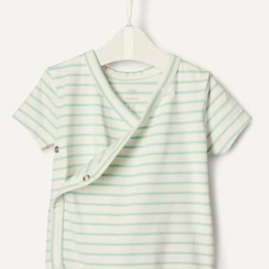 Amazon Essentials x Sofia Grainge Unisex Babies' Side Snap Short Sleeve Bodysuit, Pack of 3, Rabbits/Round Trees/Stripe, 18 Months - Image 4