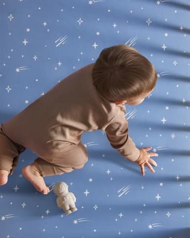 Unnivoll Baby Crib Sheets for Boys Girls, 28x52x8in Fitted Crib Sheet Neutral 3 Pack for Standard Crib and Toddler Mattress, Breathable Soft Microfiber Baby Sheet Blue Gray Planet - Image 6