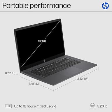 HP Chromebook 14 inch Laptop, HD Display, Intel Processor N100, 8 GB RAM, 128 GB UFS, Intel UHD Graphics, Chrome OS, Chalkboard Gray, 14a-nf0099nr - Image 5