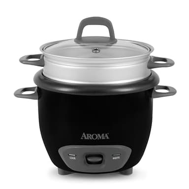 Aroma Housewares 6-Cup (Cooked) Pot-Style Rice Cooker and Food Steamer, Black ARC-743-1NGB - Image 1