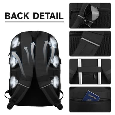 Travel Backpack, Large Carry on Backpack, 17 Inch Laptop Bag, Big Sturdy TSA-Friendly with USB Port College School Rucksack Bag, Gifts for Him Men Women, Black - Image 5