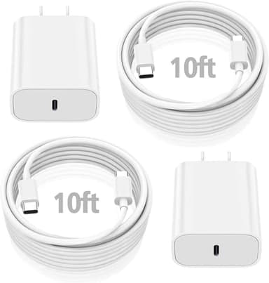 10FT iPad Charger Cord, 20W USB C Fast Charger with Long Charging Cable for iPad Pro 13/12.9/11 inch, iPad 10th Generation, iPad A16 11th Generation, iPad Air 13/11 inch/5th/4th, iPad mini 6/7th - Image 1