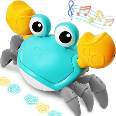 Pbooo Crawling Crab Baby Toy, Interactive Walking Dancing Moving Crab Toy (Infrared Sensing) 3-6 6-12 Months, Toddler Learning Tummy Time Crab, Infant Music Sensory Birthday Gifts - Image 1