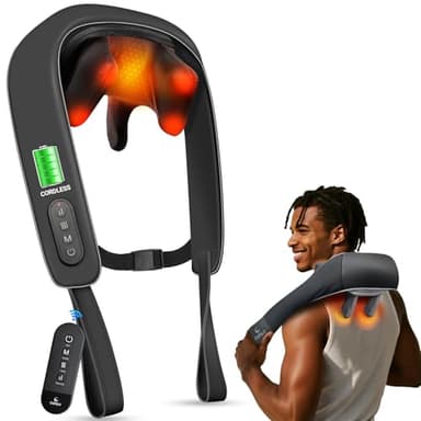 CuPiLo Cordless Neck Massager for Pain Relief - FSA Eligible HSA,2025 Upgraded Shiatsu Shoulder Back Massage with Wireless Remote Control,6D Deep Tissue Massage Pillow with Heat,Gift for Her,Him - Image 1