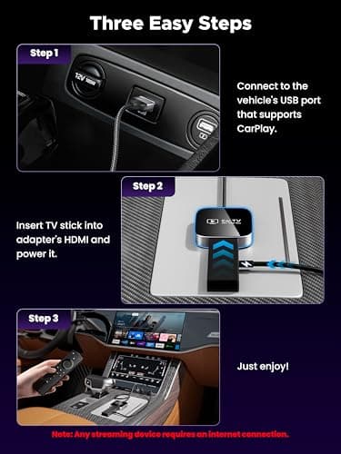 2-in-1 Wireless CarPlay Adapter for iPhone, 2025 Car TV Mate Pro with HDMI for Fire TV Stick [Glass Metal Case & Stable Bulit-in Braided Cable] Convert Wired Car Play to Wireless, Fit for 2016+ Cars - Image 7