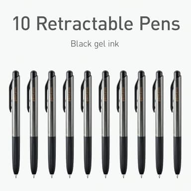 Pentonic GR-T Retractable Gel Pens, 10 Count, Black Ink, 0.7 mm Fine Point, Smooth Writing For Journaling, Note Taking, Office & School (1002363) - Image 4