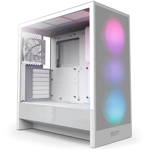 NZXT H5 Flow RGB 2024 - Compact ATX Mid-Tower PC Gaming Case - High Airflow - F360 RGB Core (CV) Included - 360mm Front & 240mm Top Radiator Support - Cable Management - Tempered Glass - White - Image 1