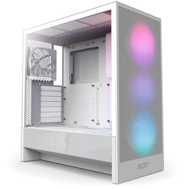 NZXT H5 Flow RGB 2024 - Compact ATX Mid-Tower PC Gaming Case - High Airflow - F360 RGB Core (CV) Included - 360mm Front & 240mm Top Radiator Support - Cable Management - Tempered Glass - White - Image 1