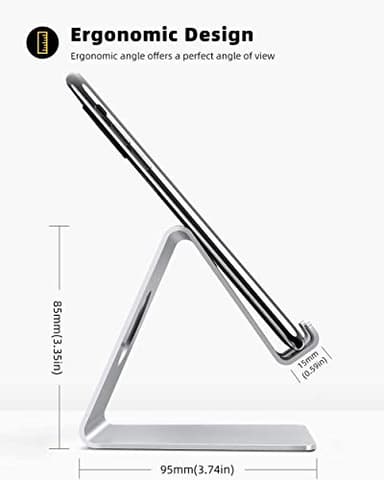 Lamicall Cell Phone Stand, Desk Phone Holder Cradle, Compatible with Phone 12 Mini 11 Pro Xs Max XR X 8 7 6 Plus SE, All Smartphones Charging Dock, Office Desktop Accessories - Silver - Image 5