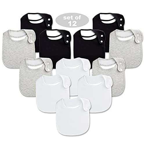 Benoxine Baby Bibs Soft and Absorbent Organic Cotton Bandana Bibs Set for Boys Girls Newborn Unisex Plain Colors 3-36 Months 12 Pcs - Image 1