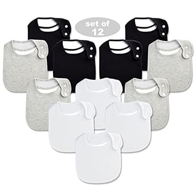 Benoxine Baby Bibs Soft and Absorbent Organic Cotton Bandana Bibs Set for Boys Girls Newborn Unisex Plain Colors 3-36 Months 12 Pcs - Image 1