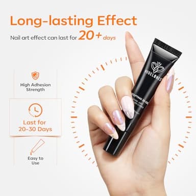 Modelones 3D Gel Nail Art, Sculpting Gel Glue for Molding, Drawing, Charms & Gems Glue, Nail Stuff for Chrome Powder and Rhinestone Design No Wipe, U V Light Cured Salon & DIY Use - Image 5