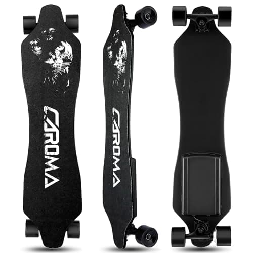 Caroma Electric Skateboards with Remote, 350W Hub-Motor Electric Longboard for Adults Teens, 12.4MPH Top Speed, 11Miles Max Range Black ESkateboard - Image 1