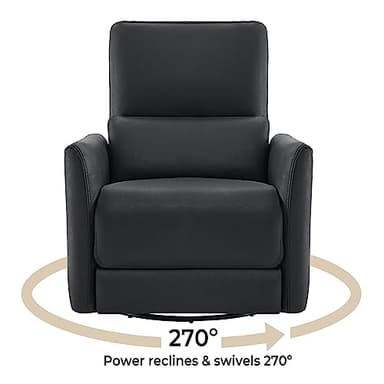 CHITA Power Recliner Chair Swivel Glider, FSC Certified Upholstered Faux Leather Living Room Nursery Reclining Sofa Chair with Lumbar Support, Black - Image 4