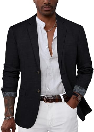 GRACE KARIN Men's Casual 2 Button Suit Blazer Jacket Slim Fit Notch Lapel Collar Sport Coat Black M - Image 1