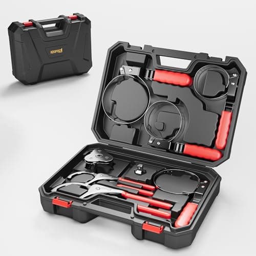 KOOPOOL Oil Filter Wrench Set, 8 Piece Adjustable Oil Filter Pliers 2-3/4" to 5-1/4", 9" & 12" Universal Oil Filter Removal Tool with 1/2" to 3/8" Adapter, Organized in Storage Case (8-Piece Set) - Image 1