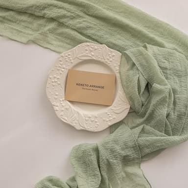 Keketoarrange Sage Green Table Runner Cheesecloth 120 Inch 10 FT Rustic Boho Cheese Cloth Table Runner for Wedding Baby Shower Bridal Shower Sheer Gauze Centerpiece Home Decorations - Image 5