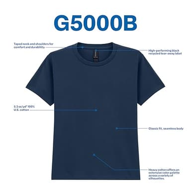 Gildan Unisex Child Youth Heavy Cotton T-shirt, Style G5000b, 2-pack, Royal, Medium US - Image 4