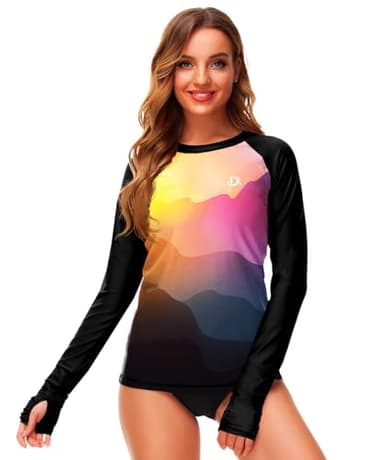 Deerose UV Rash Guard for Women Thumb Hole SPF UPF 50+ Swim Shirt Long Sleeve Surfing Swim Tops 3XL - Image 2