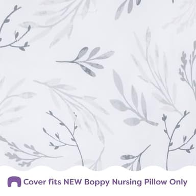 Boppy Nursing Pillow Cover - Soft, Hypoallergenic Washable Microfiber Bottle & Breastfeeding Pillow Covers (Redesigned Feeding Pillow Sold Separately) - Gray Gentle Leaves - Image 4