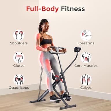 Sunny Health & Fitness Smart Upright Row-N-Ride Exerciser, Squat Assist Trainer for Glutes Workout with Adjustable Resistance, Easy Setup & Foldable, Glute & Leg Exercise Machine- NO. 077SMART - Image 2