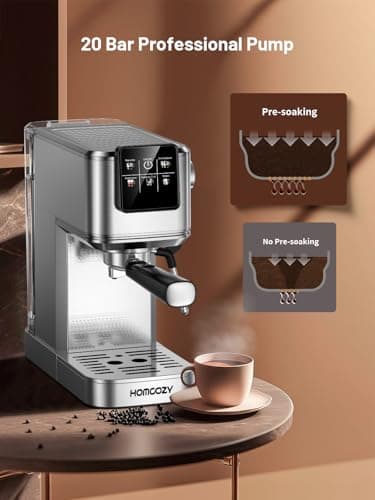 20 Bar Espresso Machine, Hot & Cold Brew Coffee Maker with Milk Frother, Touch Screen, Compact Water Tank, Expresso Coffee Machines for Lattes, Cappuccinos, Americano, Home & Office, Stainless Steel - Image 3