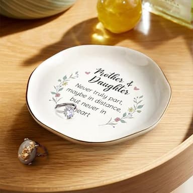 WANDER PRINTS Mothers Day Gifts For Mother - Ceramic Ring Dish Jewelry Tray for Mom - Mothers Daughters Never Truly Apart - Valentines Day Christmas Birthday Gifts for Mom from Daughter Son - Image 7