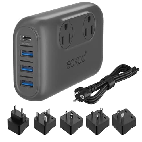 SOKOO 230-Watt Step Down 100-220V to 110V Voltage Converter, International Power Converter/Travel Adapter- Use for EU/UK/AU/US/India More Than 150 Countries, USB Quick Charger 3.0 Grey - Image 1