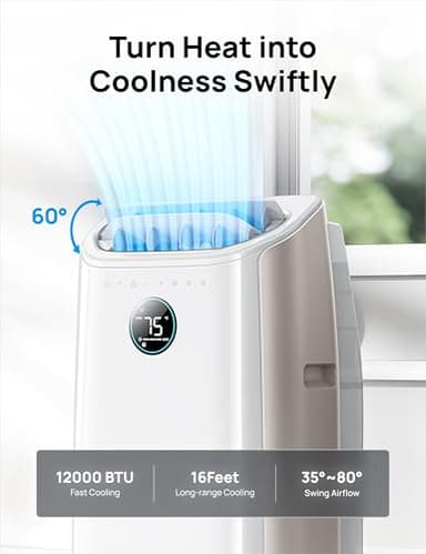 Dreo Portable Air Conditioners, 12,000 BTU AC Unit for Bedroom with Drainage-free Cooling, 46dB Quiet, APP/Voice/Remote, 24h Timer with Fan & Dehumidifier, Smart Standing AC for Room Indoors, AC515S - Image 2