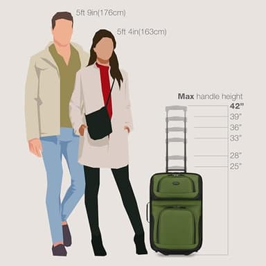 U.S. Traveler Lightweight Rolling 20" Carry On Luggage Softside Suitcase, Green, 2-Wheel Single - Image 8