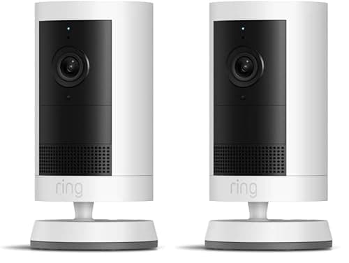 Introducing Ring Outdoor Cam Plus, Battery — Wide-Angle 2K Video with Ring Vision, Low-Light Sight for full-color night vision, Mount-Anywhere Versatility, 2-Pack, White - Image 1