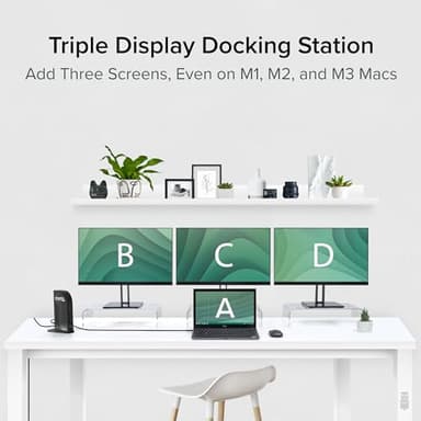 Plugable USB-C Triple Monitor Docking Station: 13-in-1 Laptop Dock with 100W Charging for Mac (DisplayLink Driver Required), Windows, Chrome, 3 HDMI, Gigabit Ethernet, SD, USB-C 20W, 4 USB - UD-ULTCDL - Image 3