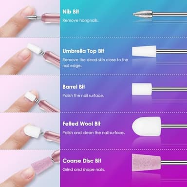 26pcs Nail Drill Bits Set, 3/32inch Professional Ceramic Safety Bits for Nail Drill, Cuticle Efile Nail Drill Bits, Remover Bits for Acrylic Gel Nail Tech Manicure Pedicure, Home Salon - Image 4