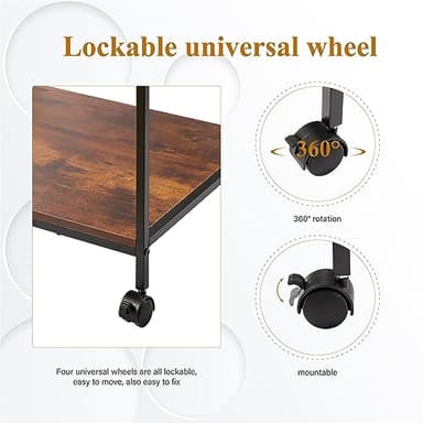 Sutex Large Printer Stand, 23.6" W x 18.9" D x 31.5" H Large Printer Table with Adjustable Storage Shelf, 3 Tier Rolling Printer Cart with Wheels for Home Office- Support 100 LBS Each Tier - Image 6