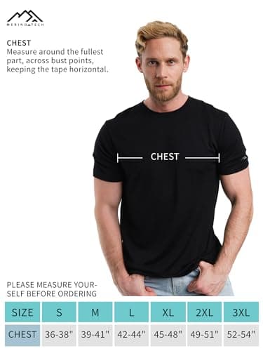 Merino Wool T-Shirt Mens - Short Sleeve Merino Wool Shirts for Men Sport Lightweight Thermal Base Layer Hiking Tshirt (Large, Coal Black) - Image 7