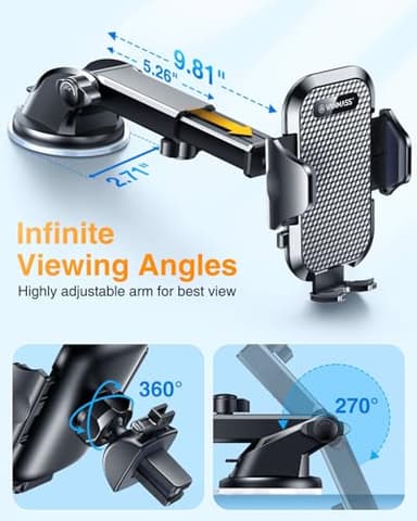 VANMASS Car Phone Holder 2025 Military-Grade Phone Holder for Your Car Windshield Dashboard【 65 Lbs Strongest Suction】【Patent & Safety Certs】 Universal Cell Phone Car Mount for iPhone Samsung Android - Image 9