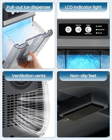 Walkmax Chewable Crunchable Countertop Nugget Ice Maker with 0.793 Gallon Tank，Large Capacity Ice Makers Countertop,41Lbs/24H, Self-Cleaning, One-Click Operation, Suitable for Party, Kitchen,Office - Image 7