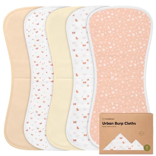Organic Burp Cloths Baby Boy & Girl - 5-Pack Super Absorbent Cotton Burping Cloths for Babies, Soft & Plush Newborn Spit Up Rags, Infant Towels for Milk Spit Up, Unisex, Large 21" x 10" (Butterflies) - Image 1