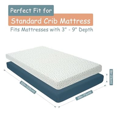 Little Peaches Baby Crib Sheets - Super Soft & Breathable Crib Mattress Sheet, Portable Crib Sheets for Boys, 4 Way Stretch Knitted Fitted Crib Sheet, 2 Pack - Star-Blue & Navy - Image 6