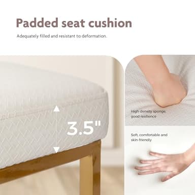 ALPHA HOME 24” Bar Stools Set of 3 Counter Height Bar Stool Pu Leather Kitchen Modern Bar Stools with Backrest Upholstered Footrest Sturdy Chromed Metal Steel Frame, Off-White - Image 7