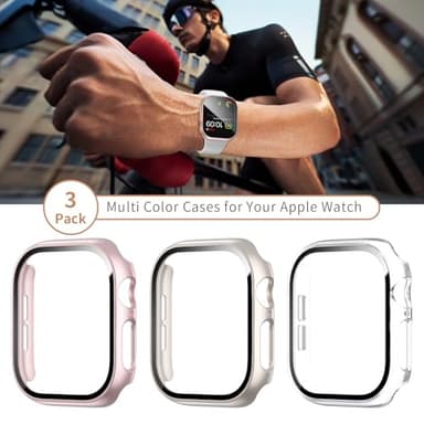 3 Pack Case with Tempered Glass Screen Protector for Apple Watch SE(3nd) 2025 SE 2/1 Series 6/5/4 40mm, Hard PC Ultra-Thin Cover for iwatch SE 3/SE 2/SE/6/5/4 40mm, Starlight/Clear/Rose Gold - Image 7