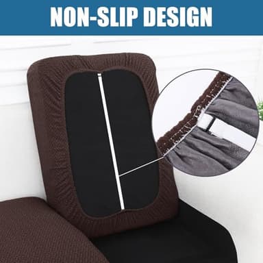 Smiry Waterproof Couch Cushion Covers, Stretch Jacquard Thick Sofa Cushion Covers, Washable Seat Slipcover Elastic Furniture Protector for Pets, Kid (Medium, Chocolate) - Image 3