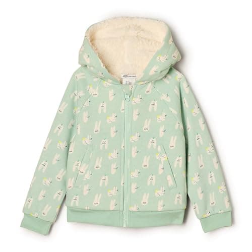 Amazon Essentials x Sofia Grainge Unisex Babies' Zip Hoodie Sweatshirt, Pale Green Rabbits, 18 Months - Image 1