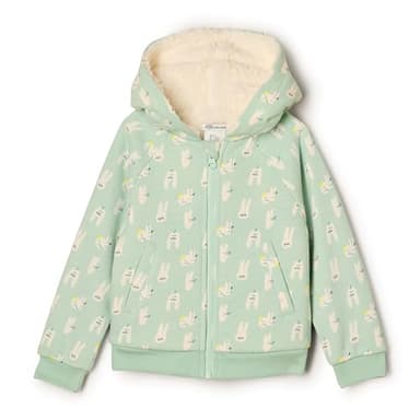 Amazon Essentials x Sofia Grainge Unisex Babies' Zip Hoodie Sweatshirt, Pale Green Rabbits, 18 Months - Image 1