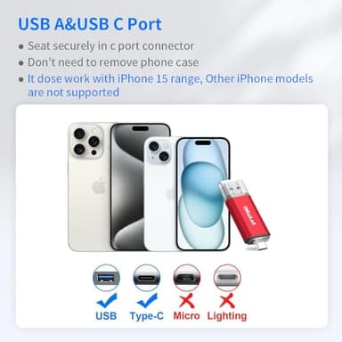 Thkailar 1TB USB C Flash Drive for MacBook and Android Phones,Thumb Drive with USB A and USB C for PC,Laptop,Portable External Storage for Pictures,Videos and Music - Image 6