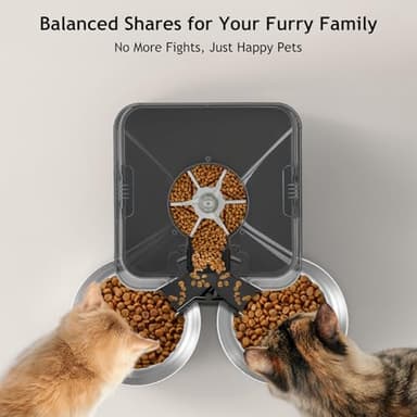 Voluas Automatic Cat Feeder for Two Cats, Double Pet Feeder with 2 Stainless Steel Bowls,6L Timed Cat Feeders with Memory Function - Image 3