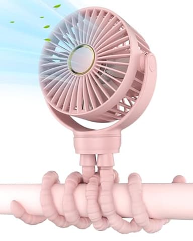 Stroller Fan, Rechargeable with TYPE-C Port, 4000mAh, 360° Rotatable, 3-Speed, Flexible Tripod, Clip Anywhere for Baby's Comfort - Durable and Easy to Clean - Image 1